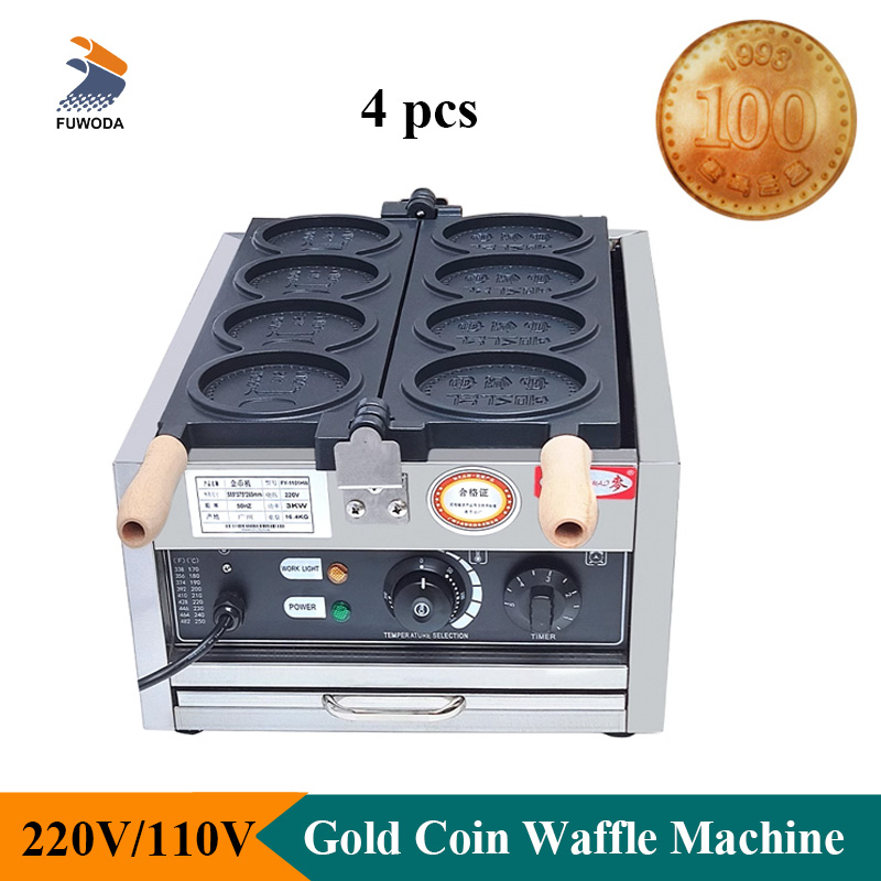 Mini Waffle Maker Machine - 4 pezzi piccola moneta d'oro macchina